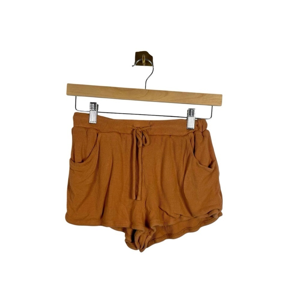 12th Tribe Women’s Waffle Knit Lounge Shorts in Rust Size S
